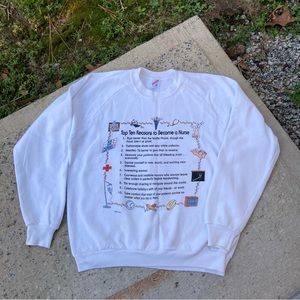 Vintage 80s Top Ten Reasons To Be A Nurse Sweatshirt Medium Jerzees